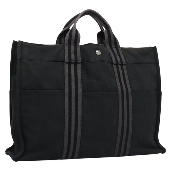 HERMES Fourre Tout MM Hand Bag Canvas Black Auth ti2874 - Picture 1 of 16
